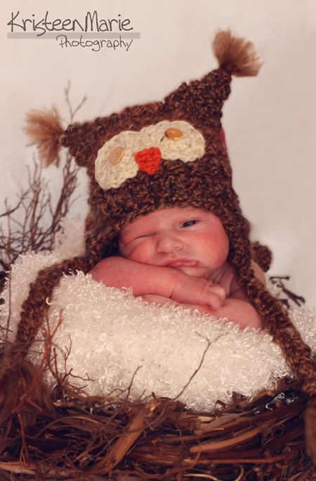 Winking Baby With Owl Hat