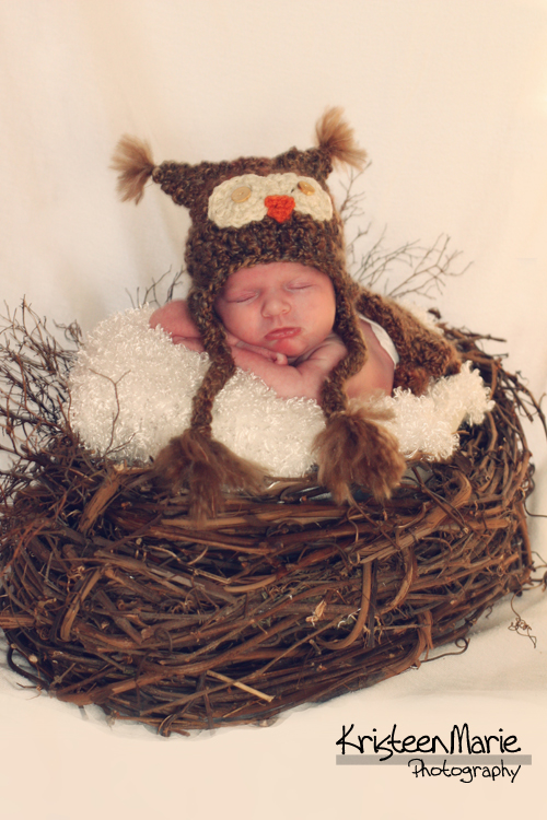 Sleeping Baby with Owl Hat