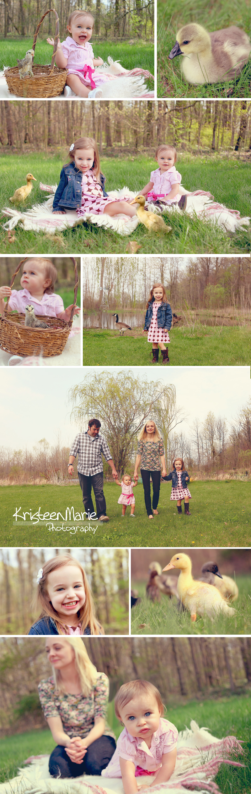 Family Easter Pictures Outside with Chicks 