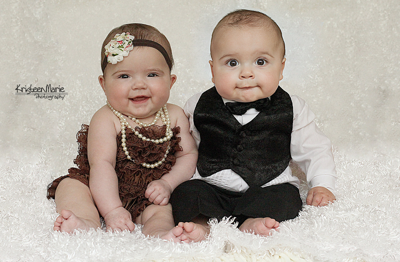 Dressed Up 6 month Old Twins