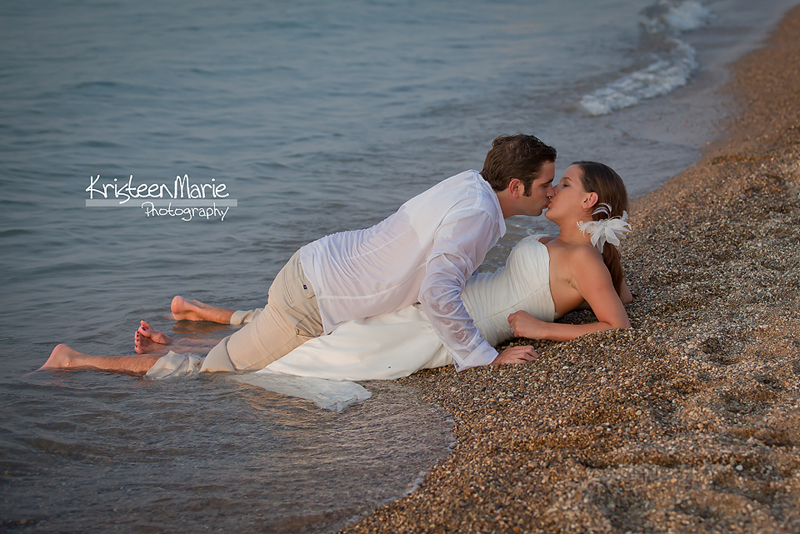 Kissing on the Beach - wedding