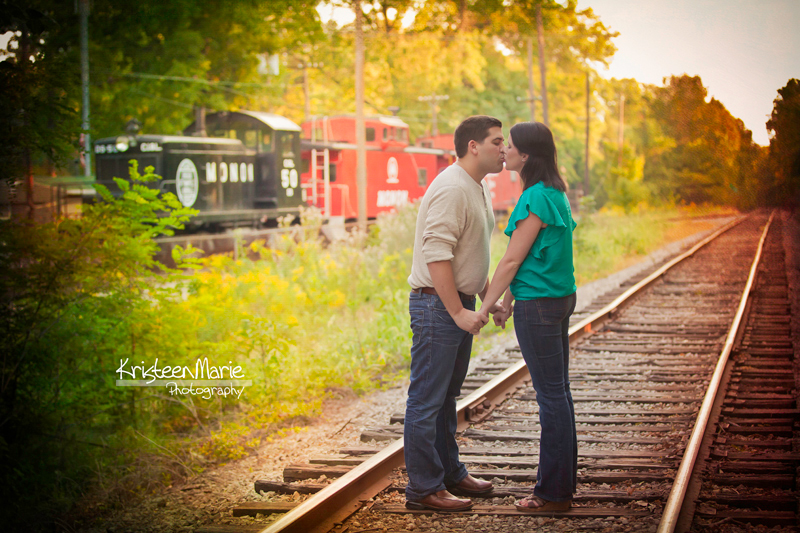 Kissing on the Railroad Track in Fall