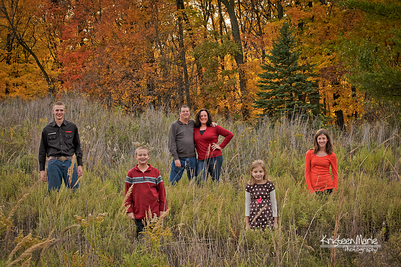 Large Family in Field during Fall
