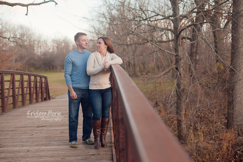 Engagement picture on a bridge