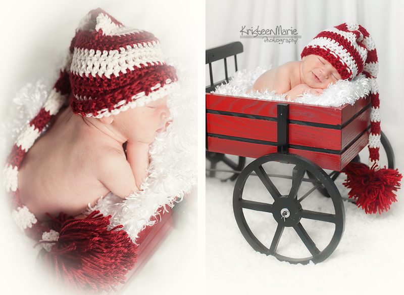 Newborn boy in Christmas Hat