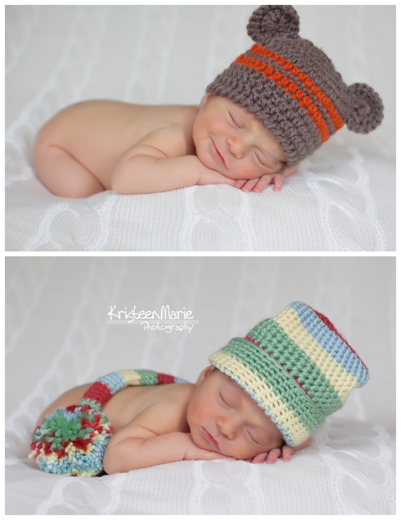 Newborn in different hats 