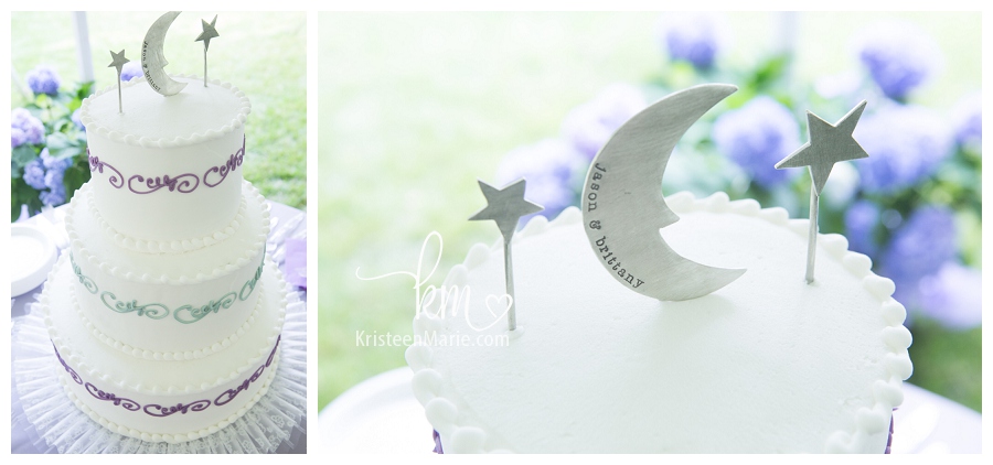 wedding cake with star and moon toppers
