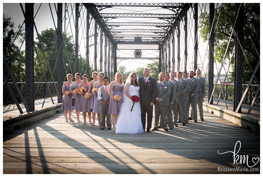 Wedding party on bridge
