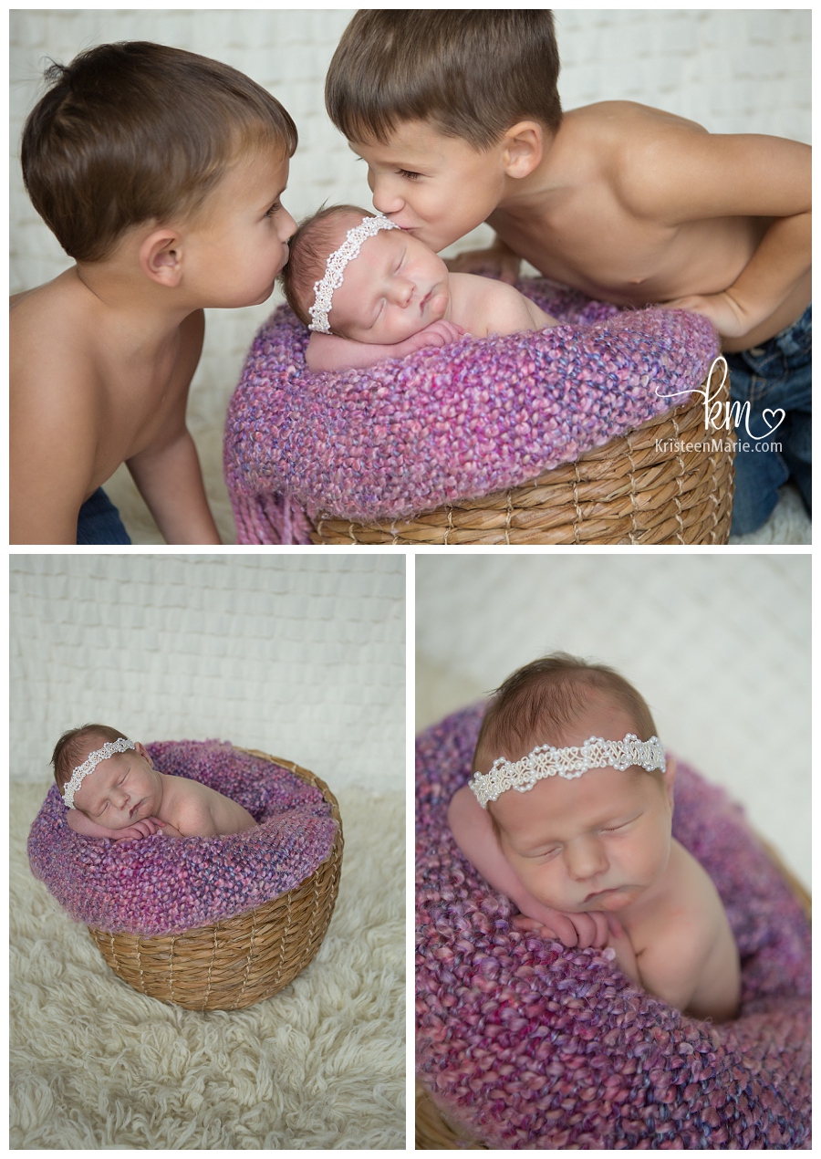 brothers kissing baby sister