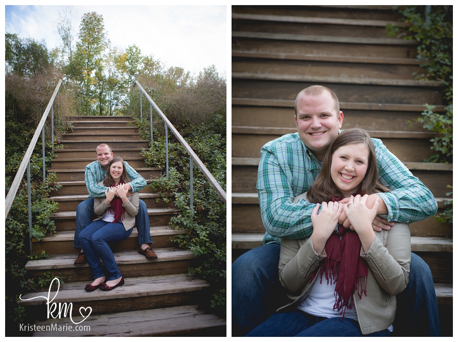 couple on stairs at 100 Acre Woods