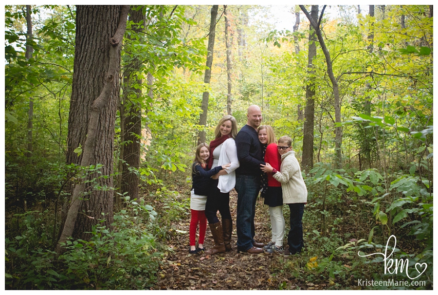 family pictures in a forest