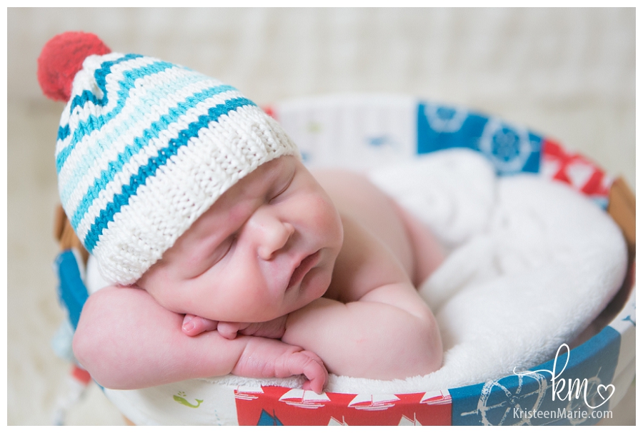 teal and red newborn photography