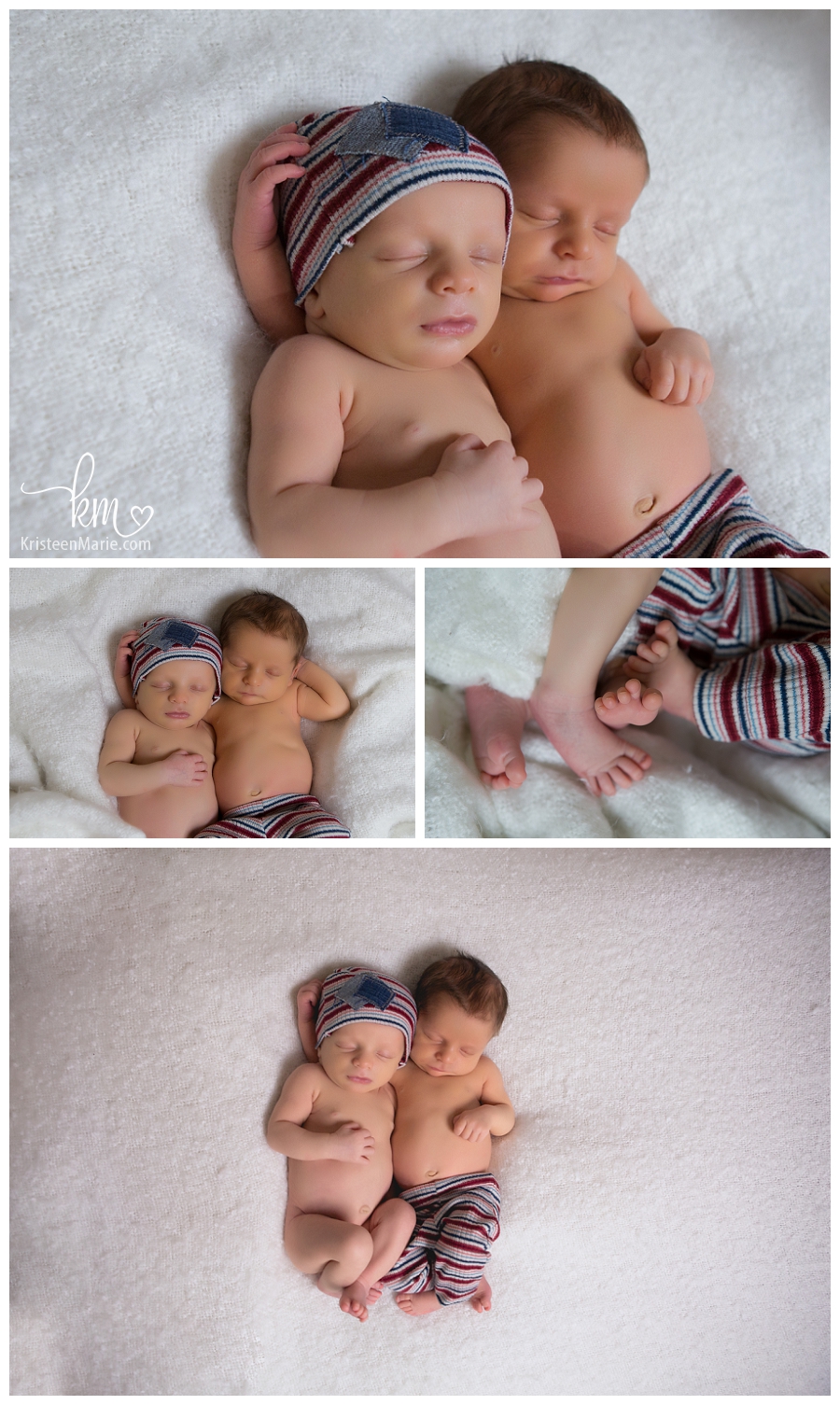 newborn boys in red white and blue