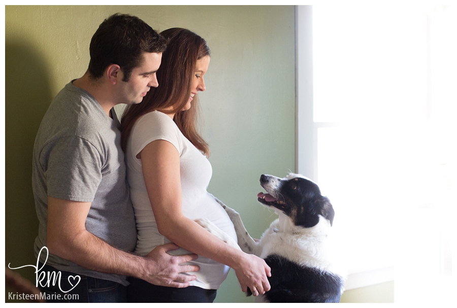 dog with family expecting
