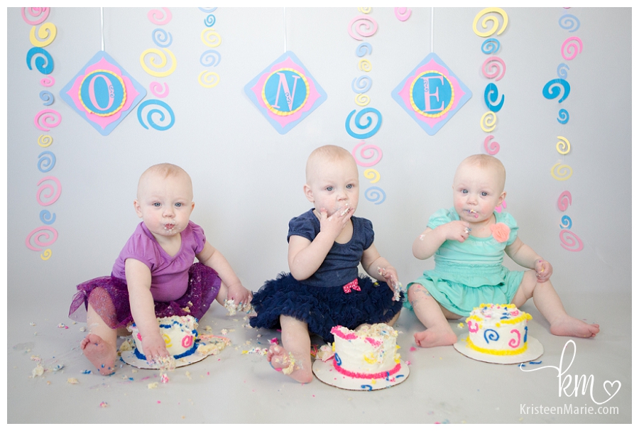 triplet girls first birthday