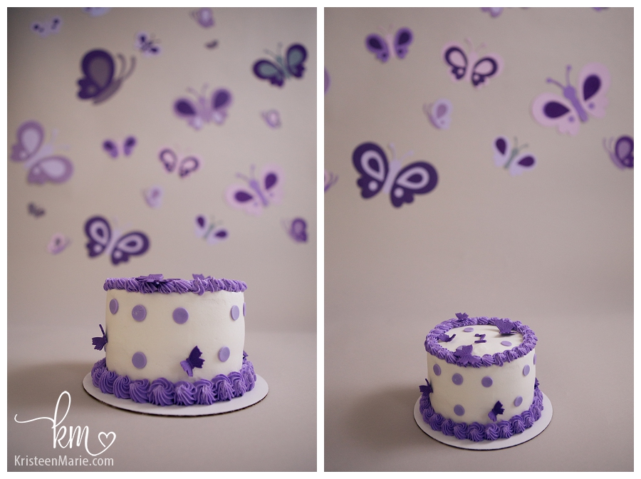 purple cake with butterflies  