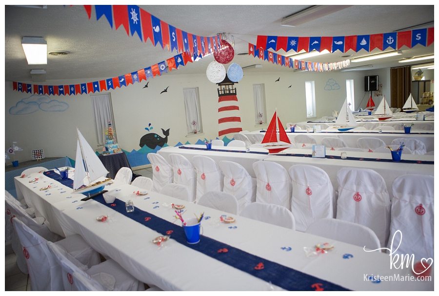 Party room with lighthouse and sail boats