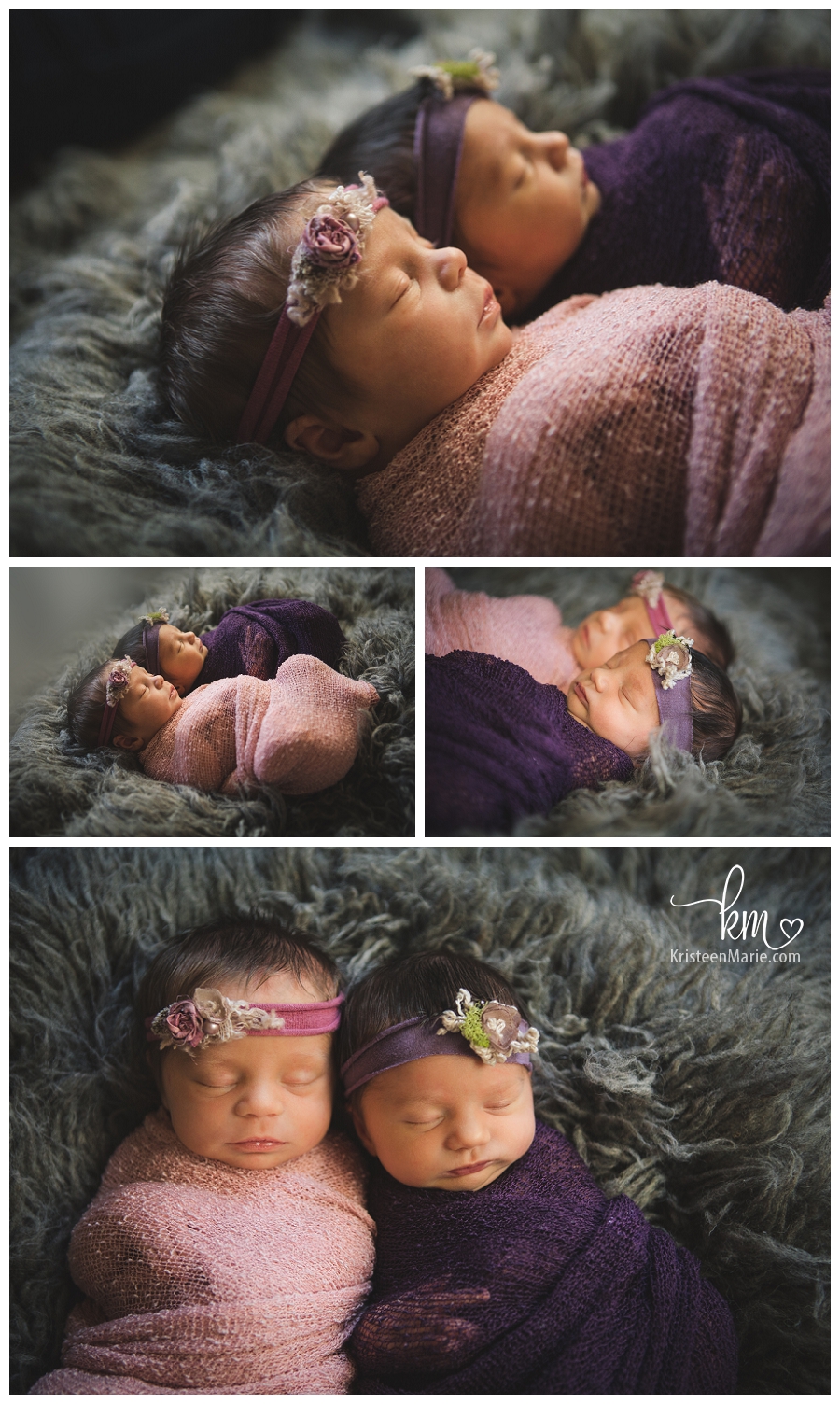 pink, purple, grey - newborn photography