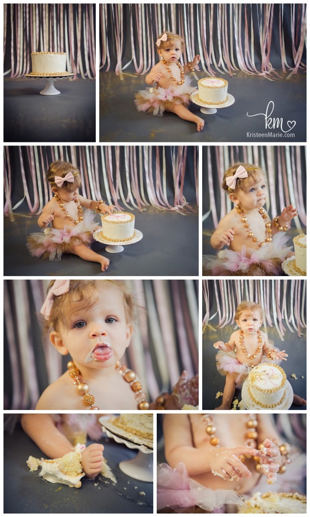 Pink and Gold Glitter First Birthday Cake Smash - Zionsville Child ...