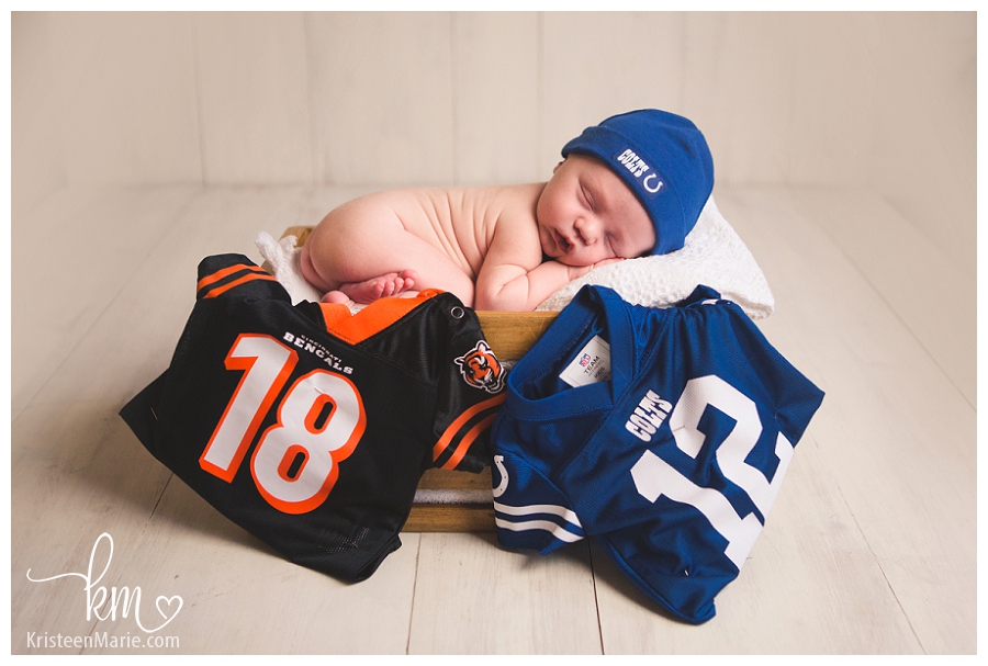 Colts and Broncos Newborn Picture  