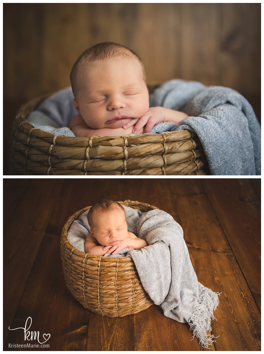 Newborn baby in basket