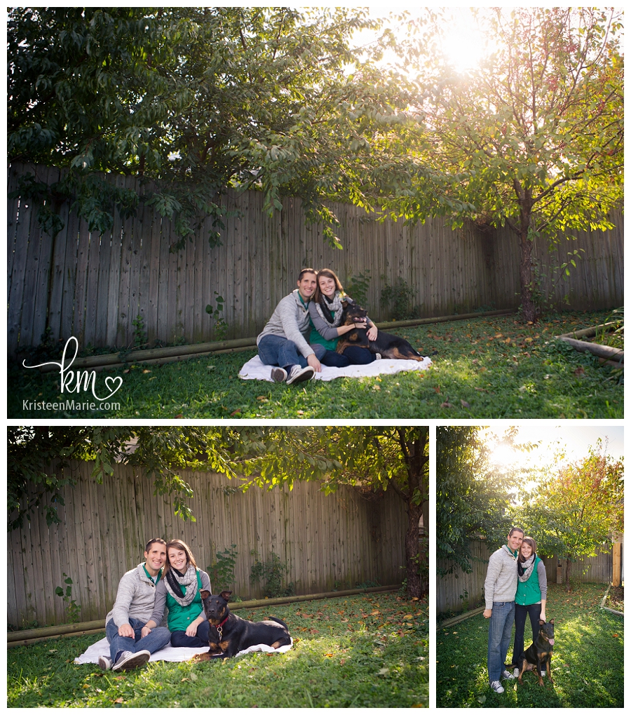 engagement picture with family dog