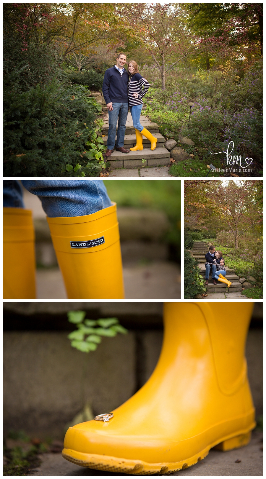 Engagement picture with yellow boots