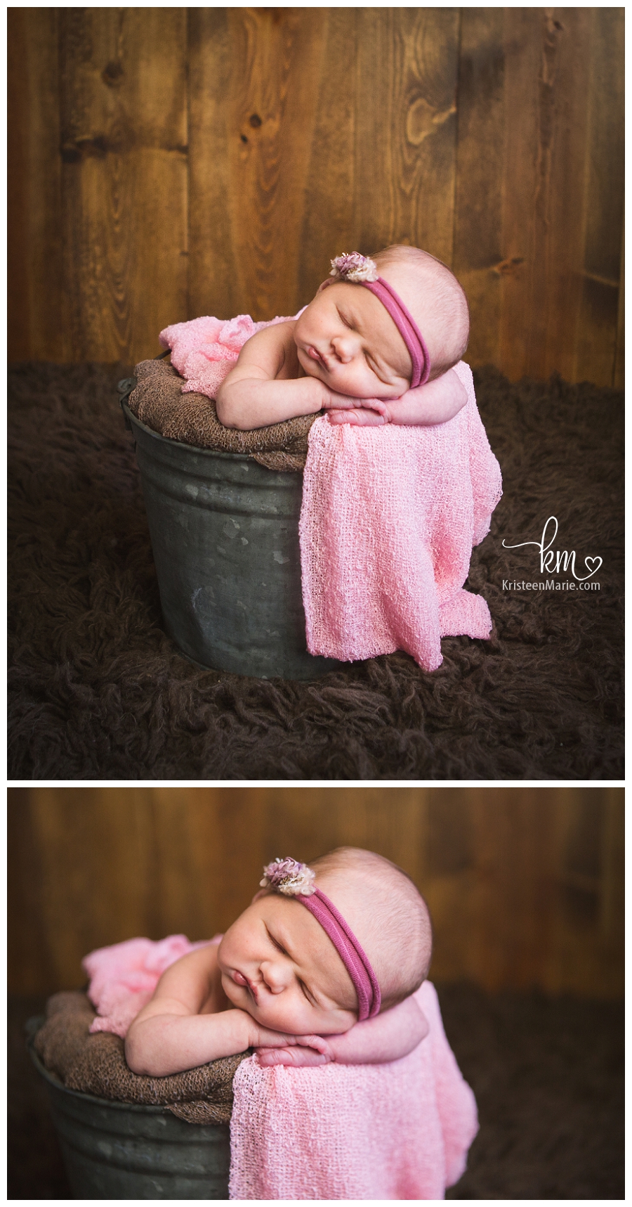 newborn girl in a bucket