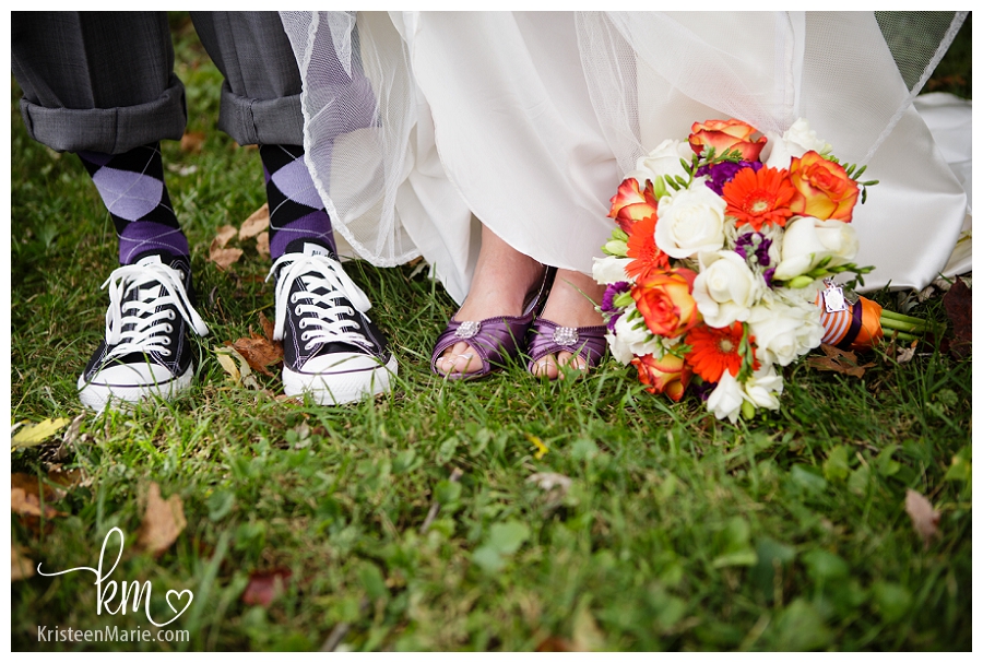 awesome wedding shoes on bride and groom