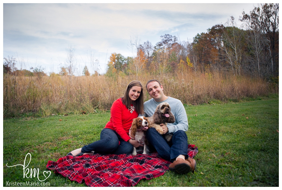 Indianapolis engagement session with dogs