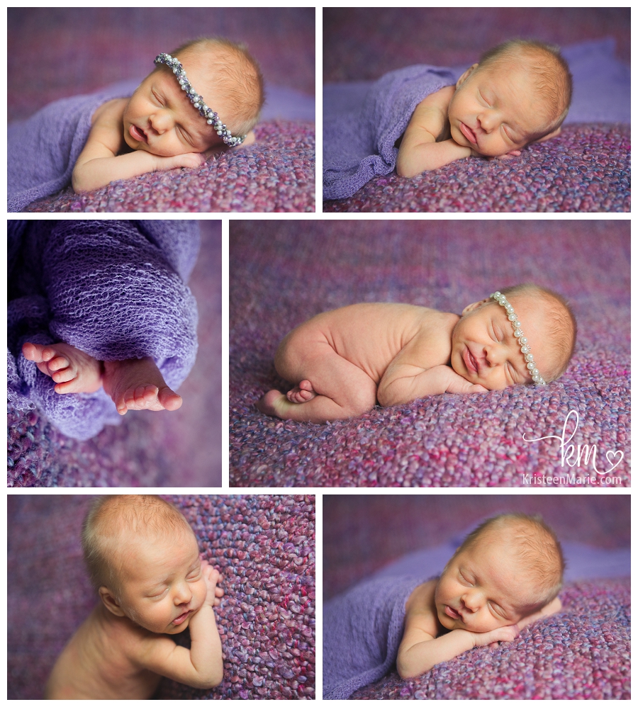 purple newborn photography