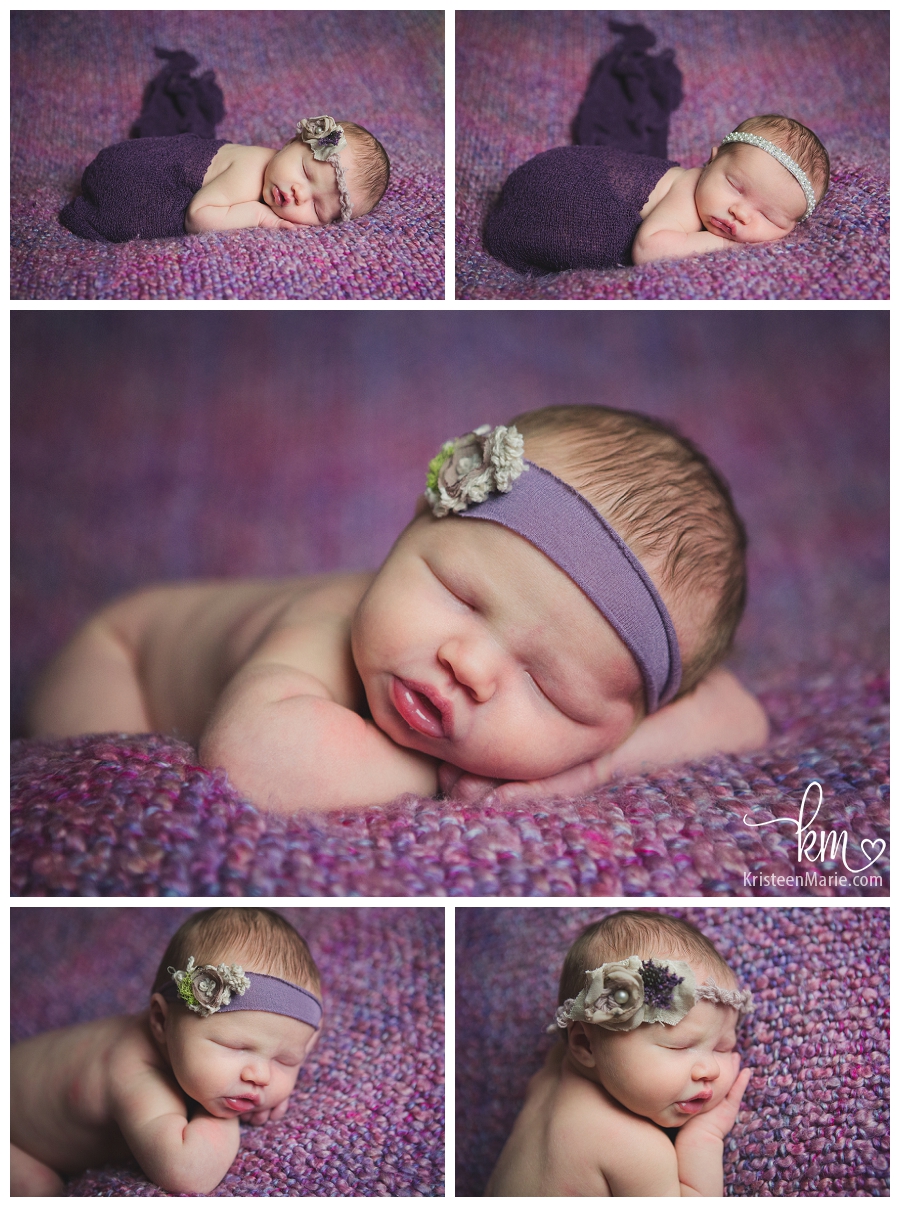 Purple newborn photography in Zionsville, In