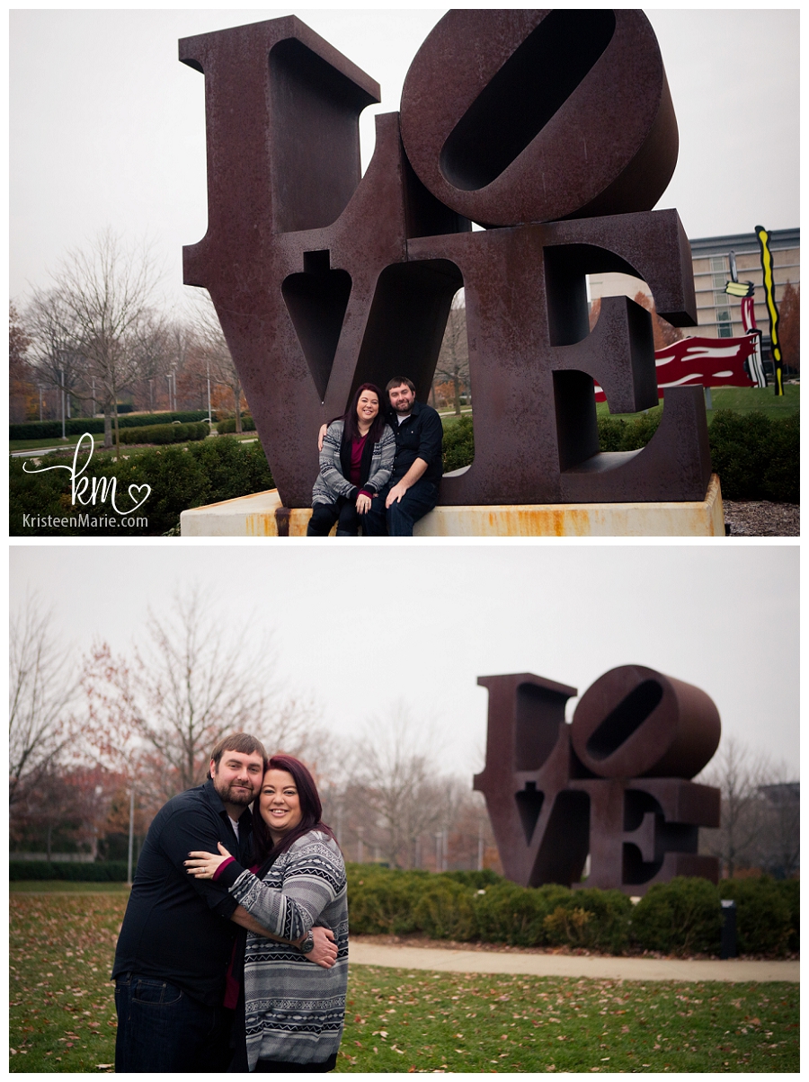 Couple in front of LOVE statue at the IMA
