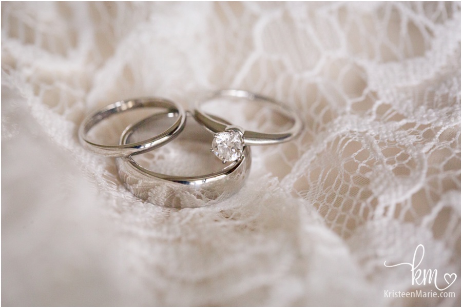 wedding rings on lace