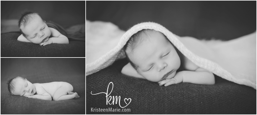black and white newborn baby photography by KristeenMarie Photography