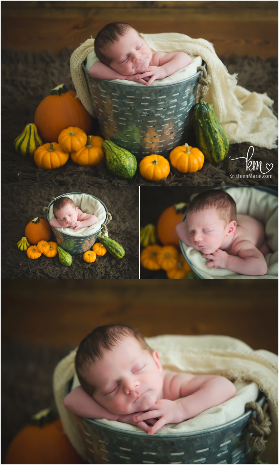 Fall themed newborn pictures - fall newborn photography - pumpkins and more