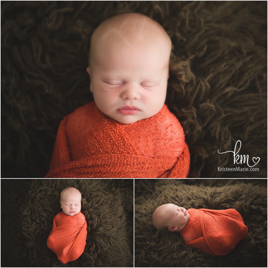 orange and brown newborn picture