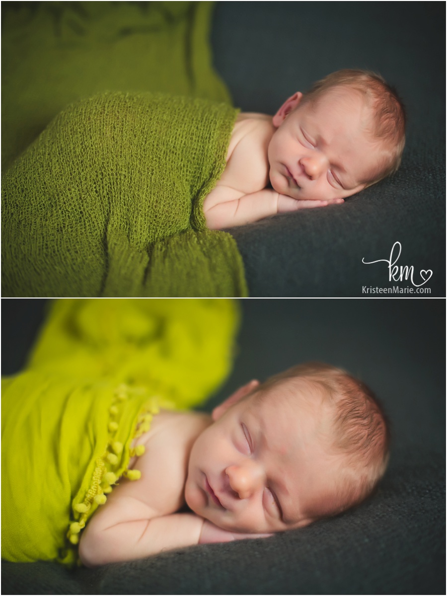 newborn boy in green