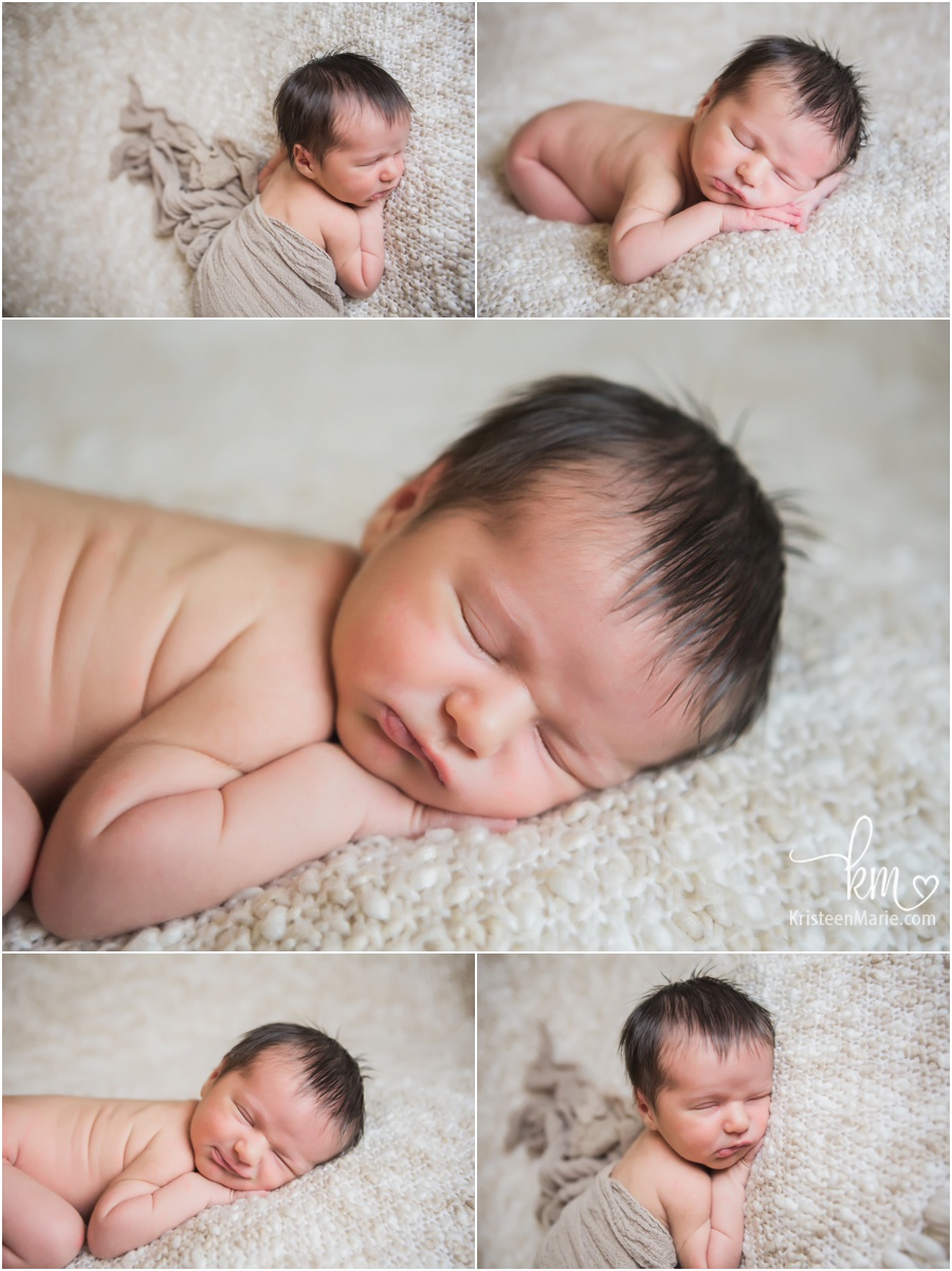 newborn baby boy - cream and brown tones