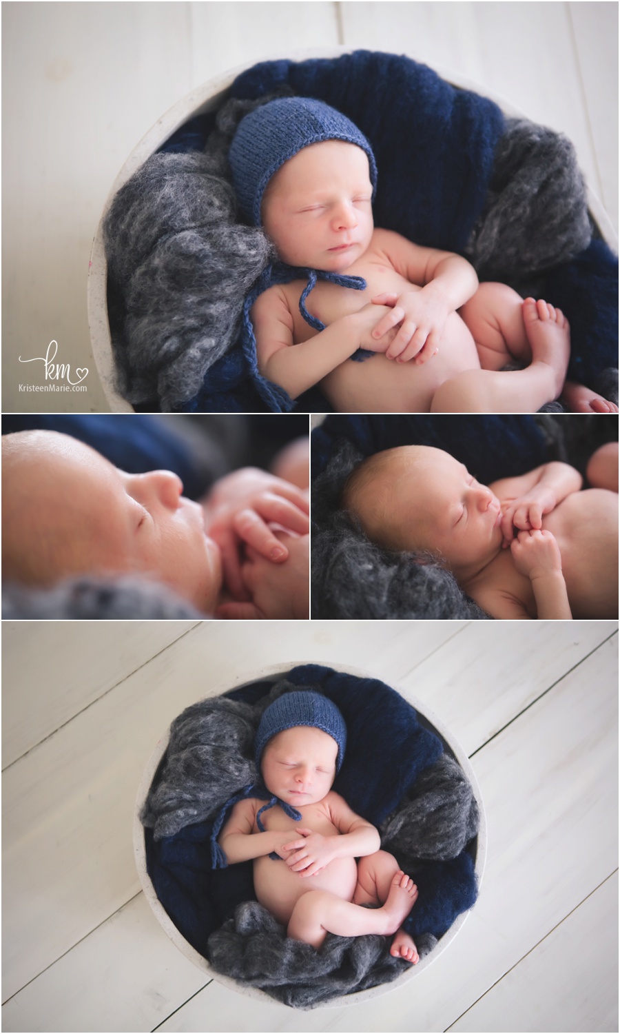 newborn boy - blue, white, gray