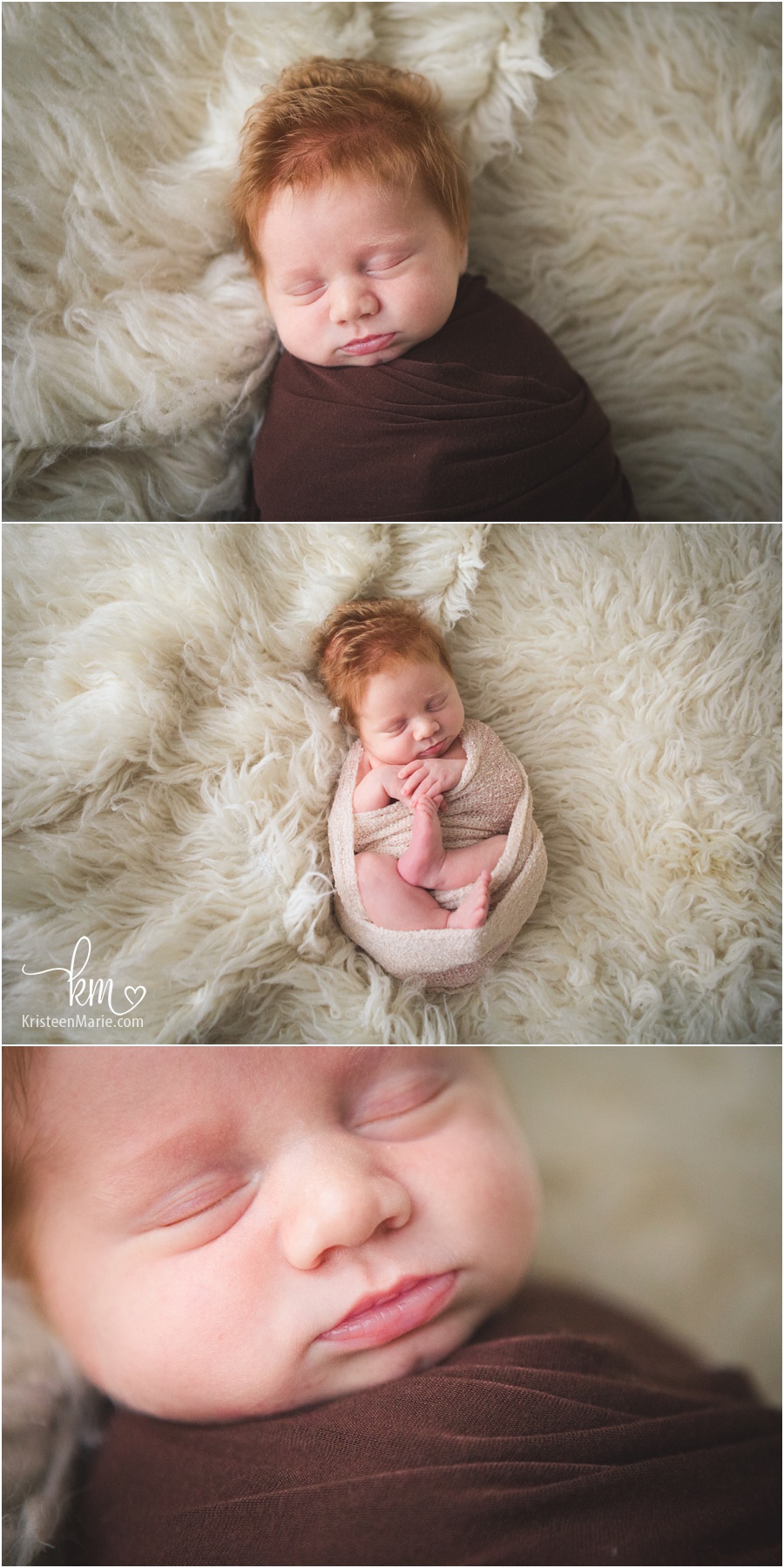 cream and brown - newborn photography - sleeping baby
