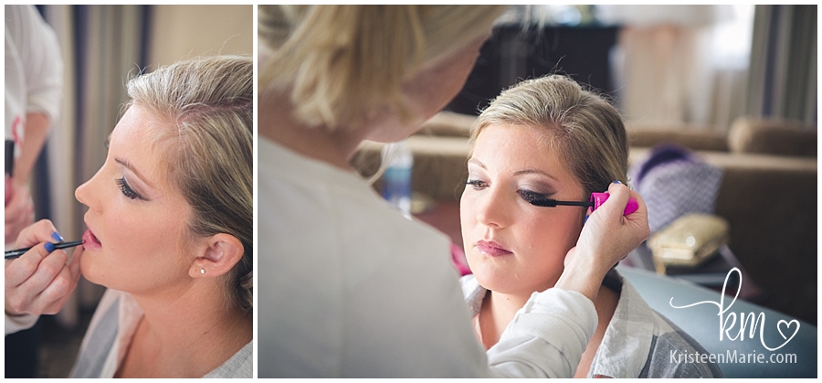 putting on make-up for the wedding day