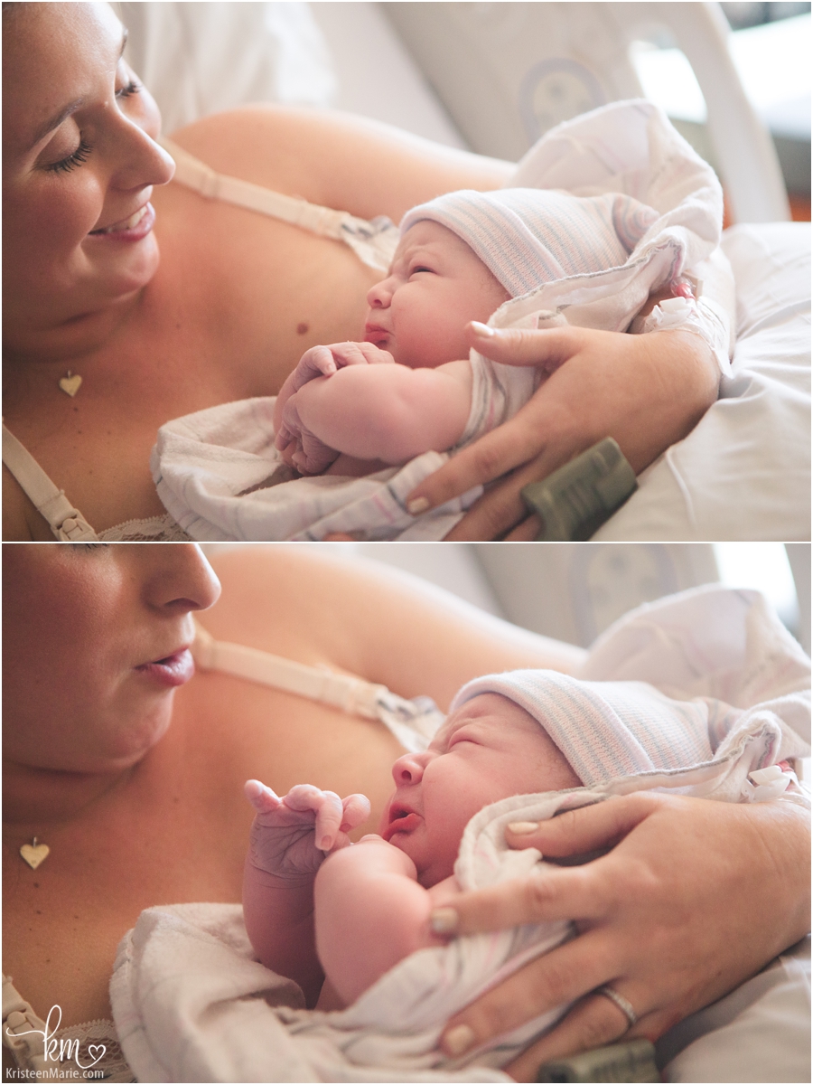 mom in hospital right after labor - birth photography