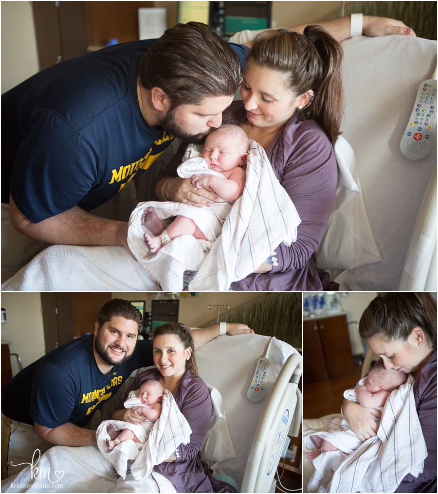 Mom and dad with new baby boy in hospital