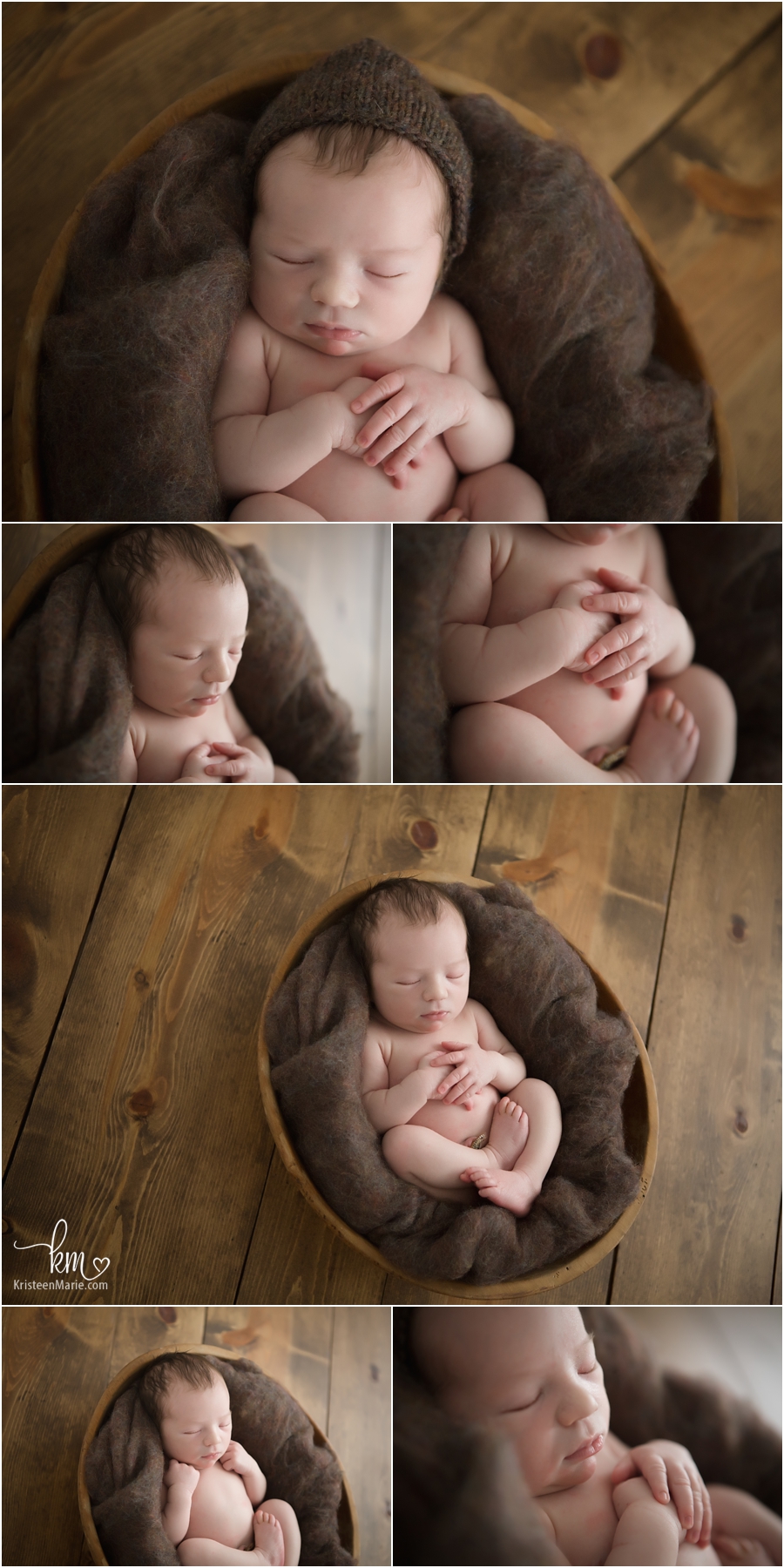 newborn baby pictures - rustic wood - brown tones
