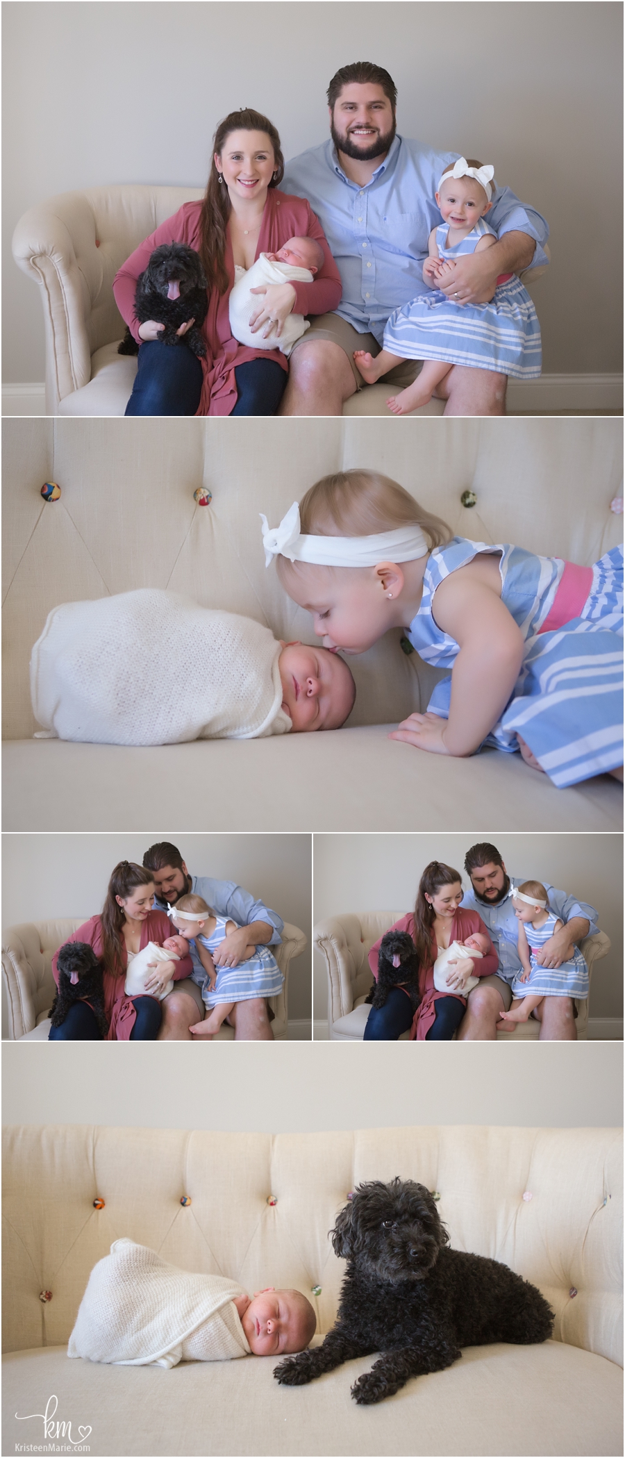 family photography with newborn baby in studio