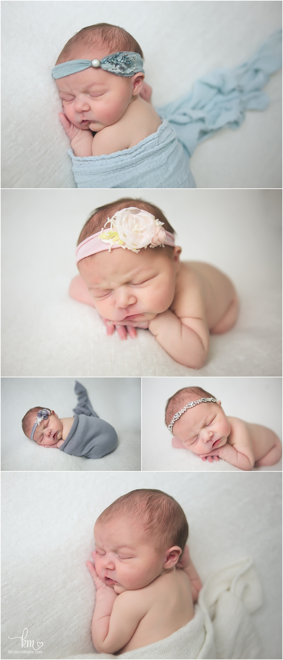 newborn girl in cream with accessories