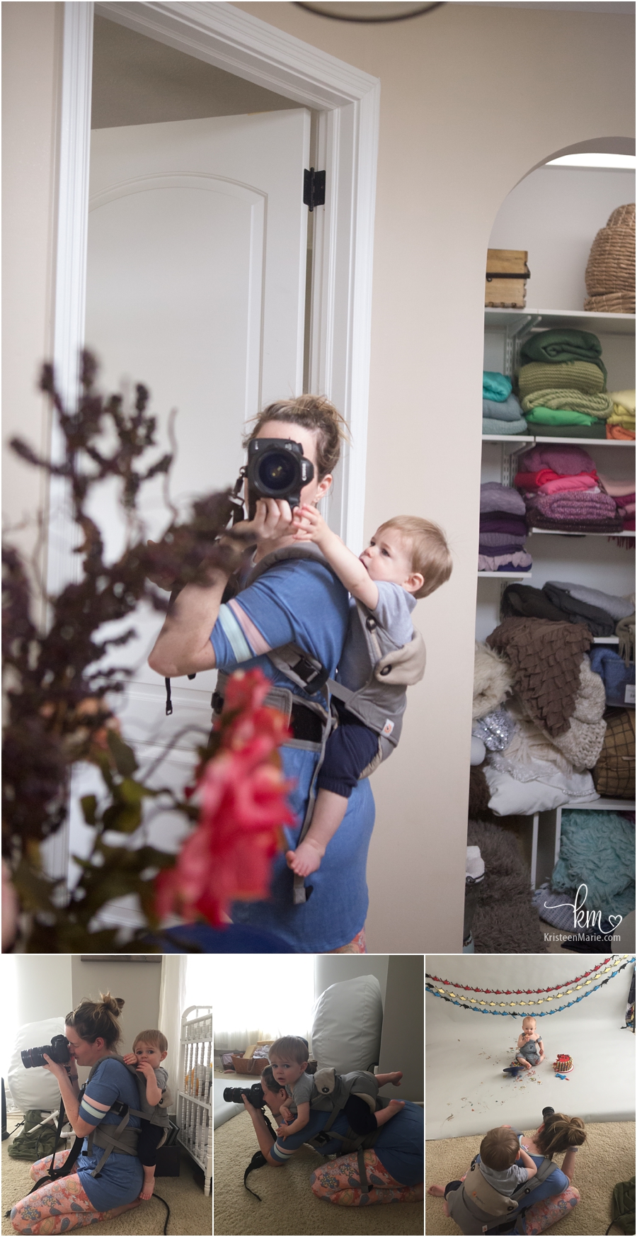 shooting while baby wearing - photographer and mom