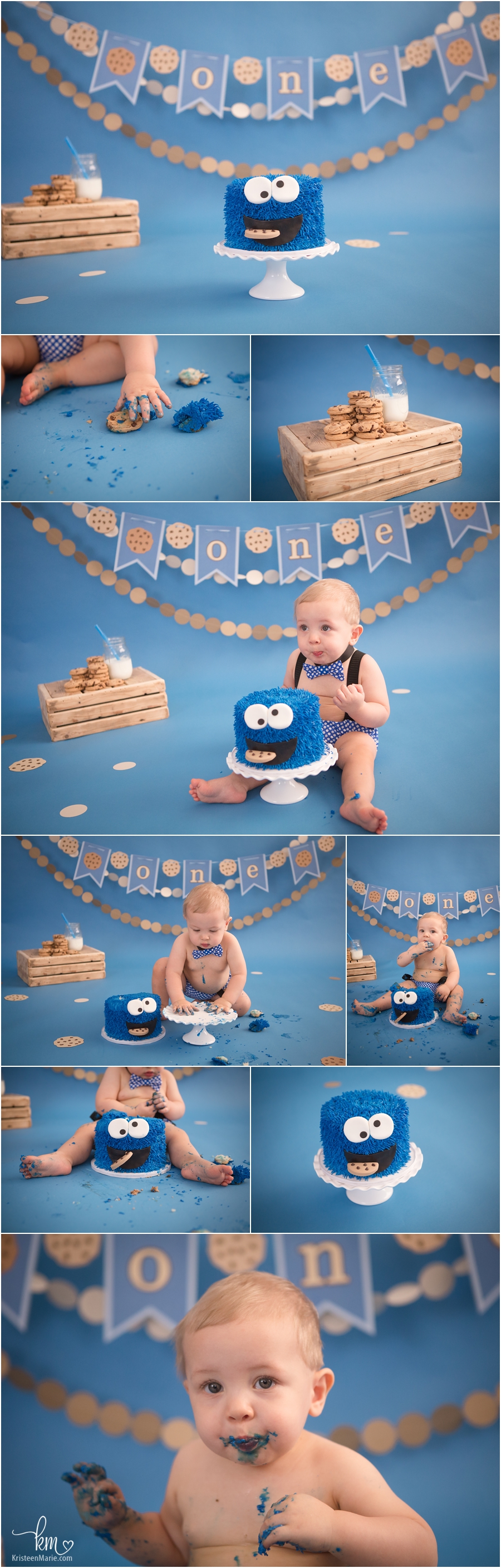 Cookie Monster 1st birthday cake smash - baby's first birthday Cookie Monster Decoration