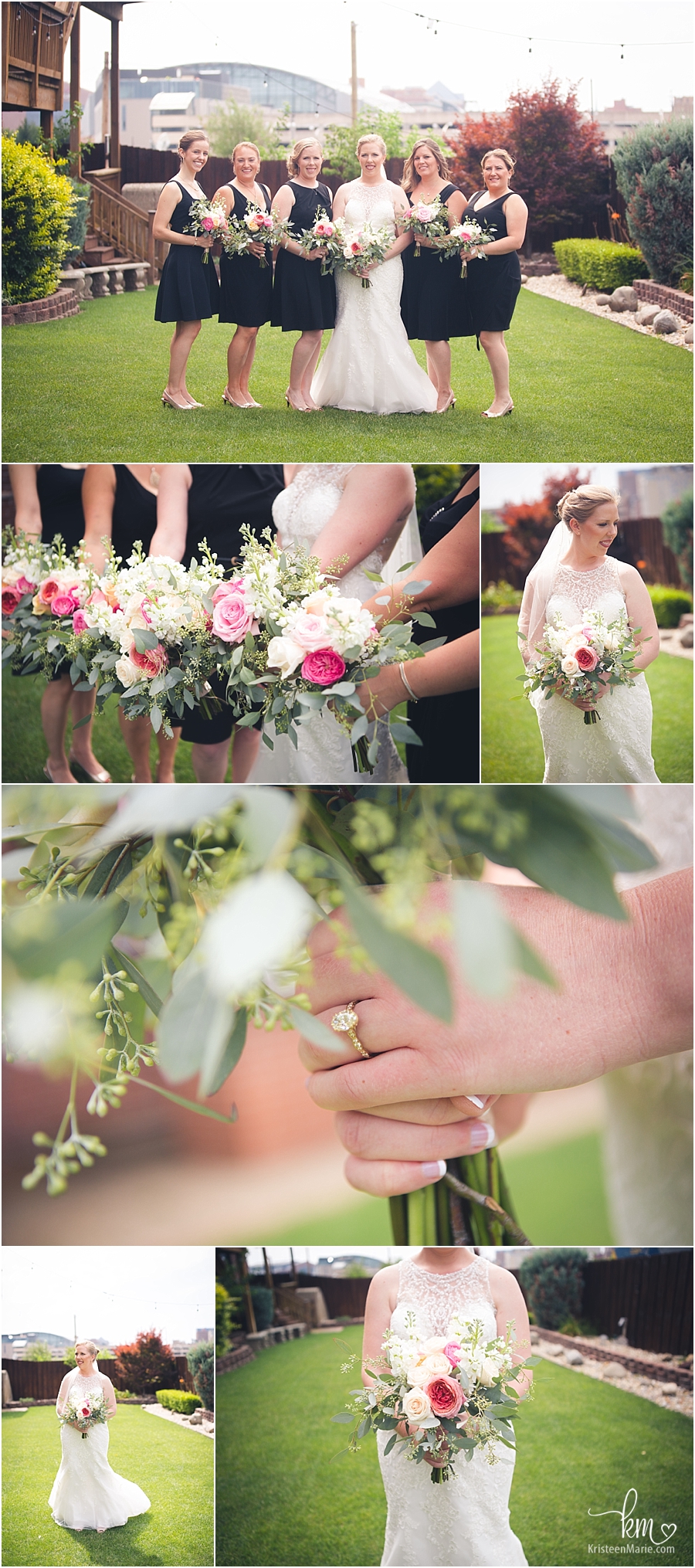 wedding flowers and bridal party